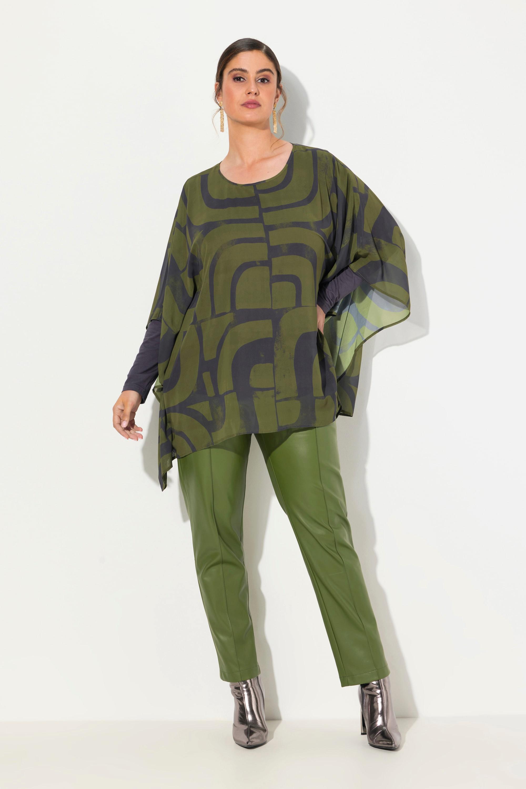 Ulla Popken  Tunique oversize avec effet de superposition, décolleté rond et manches courtes 