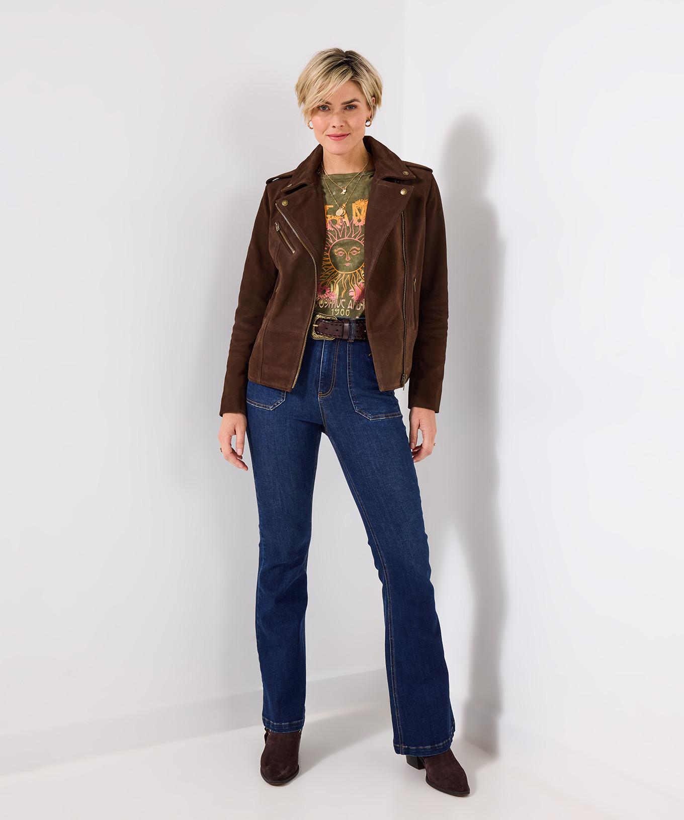 Joe Browns Bikerjacke aus weichem Wildleder mit Kragen  