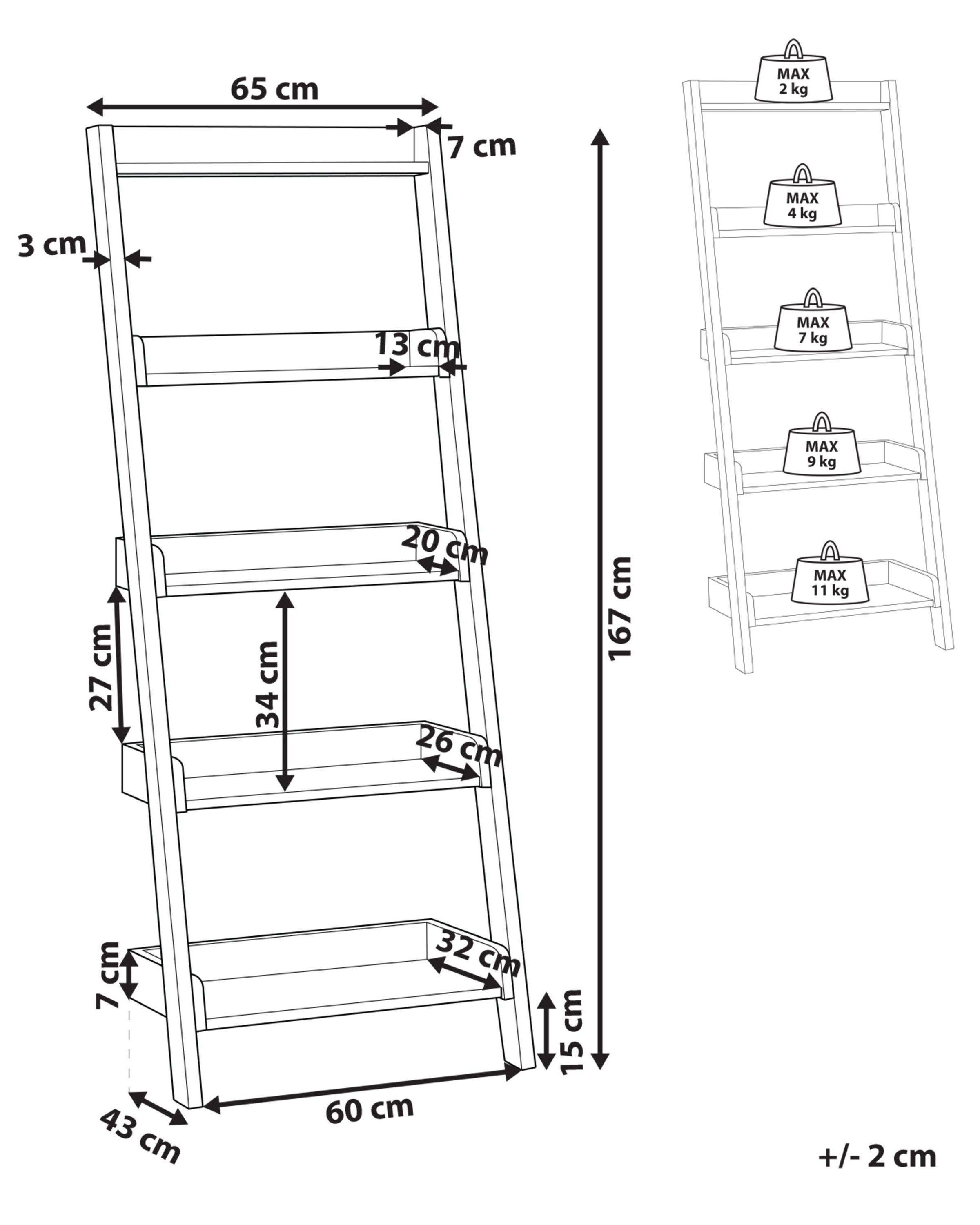 Beliani Bücherregal mit 5 Fächern aus MDF-Platte Rustikal MOBILE TRIO  