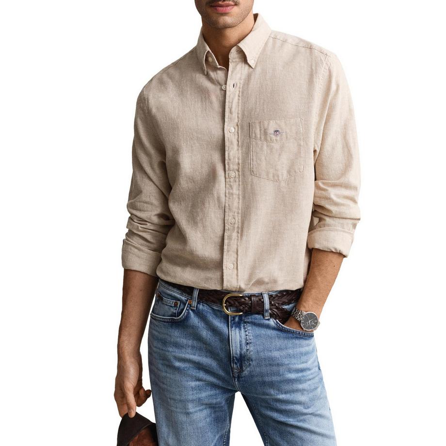 GANT Chemisette  Pack de 1 Confortable à porter-REGULAR COTTON LINEN SHIRT  