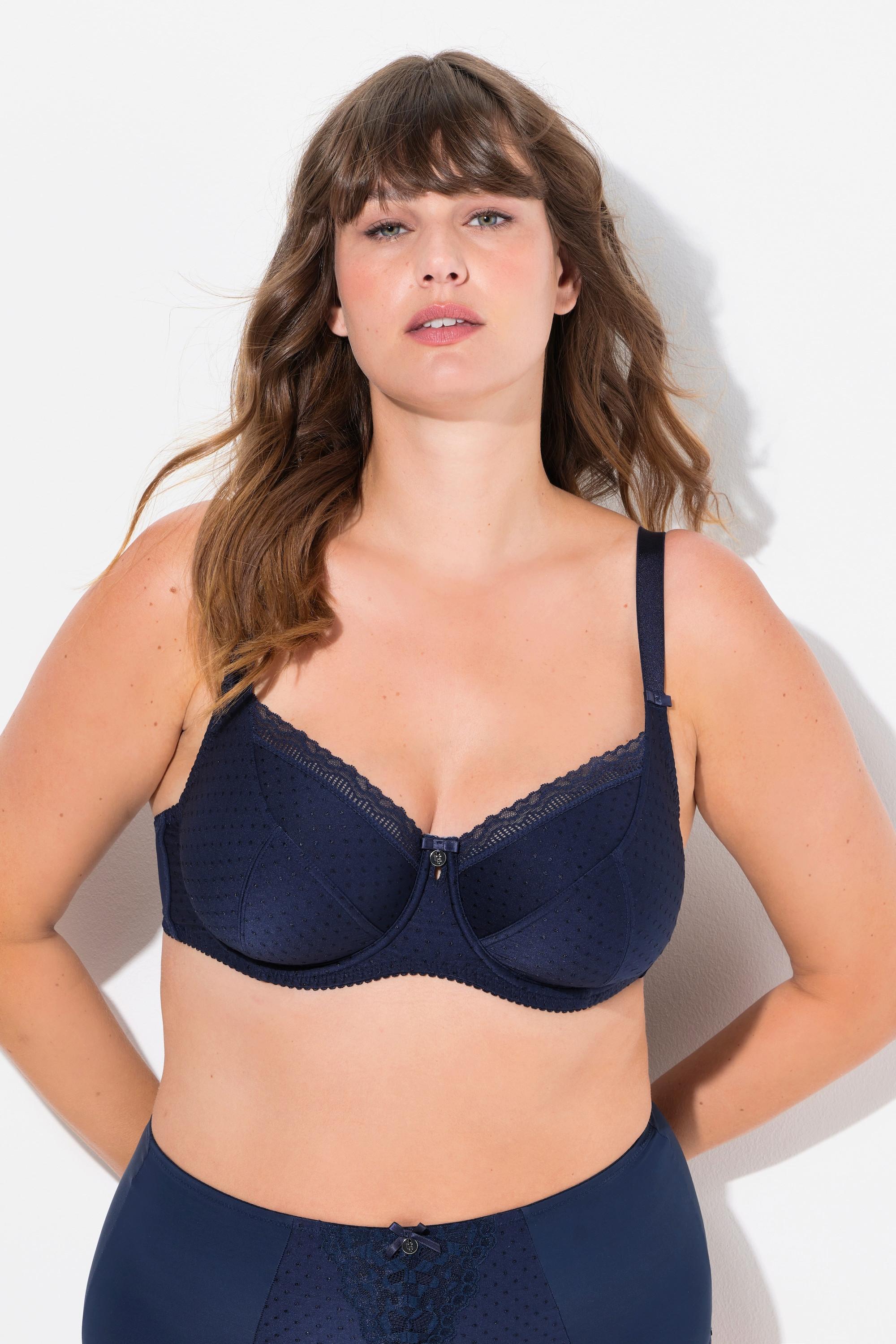 Ulla Popken Reggiseno con ferretto Jacquard Bordo in Pizzo  