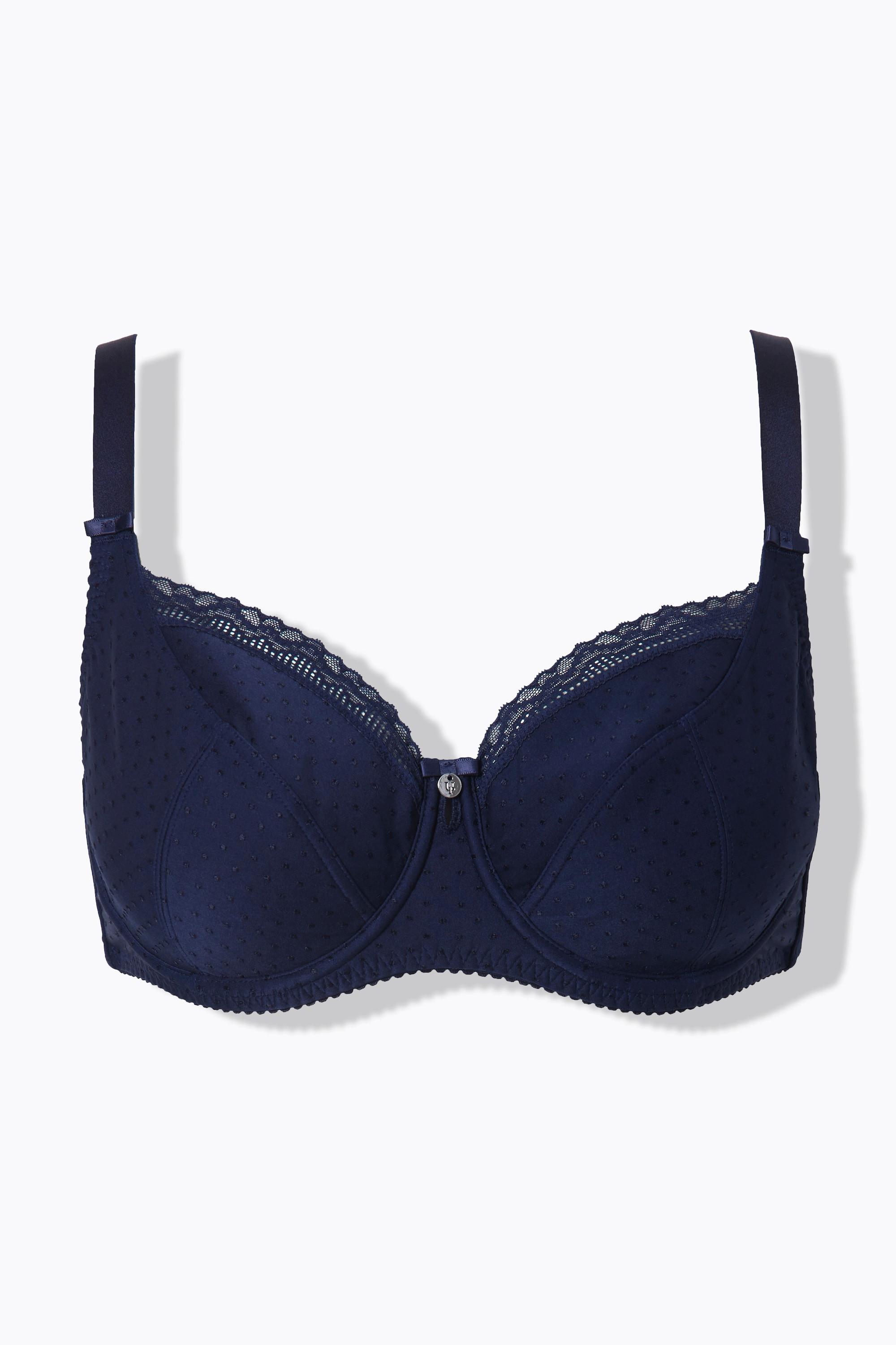 Ulla Popken  Reggiseno con ferretto, jacquard, pizzo, nappa e coppa C-F 