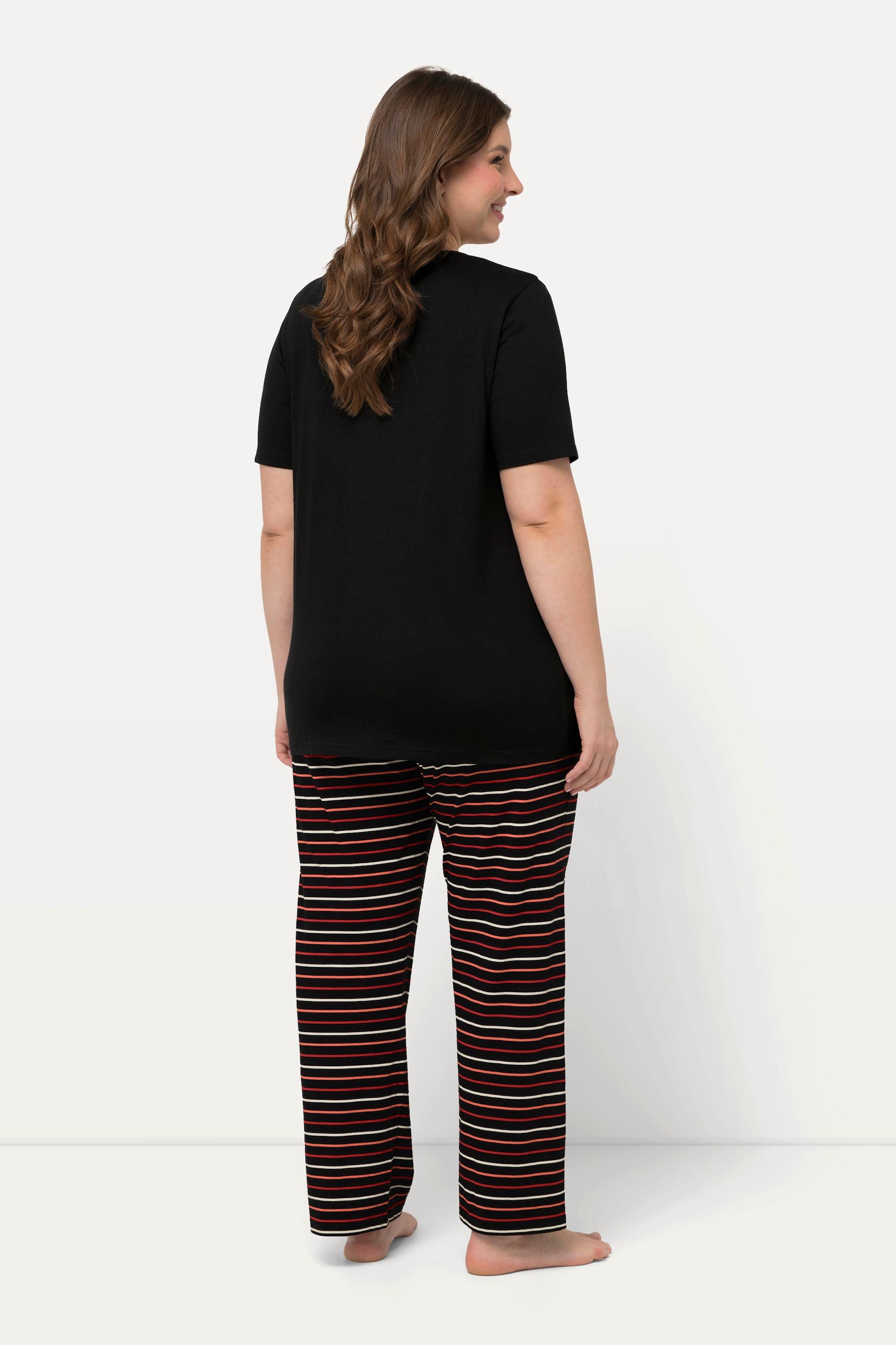 Ulla Popken Pyjama rayé col tunisien manches courtes  