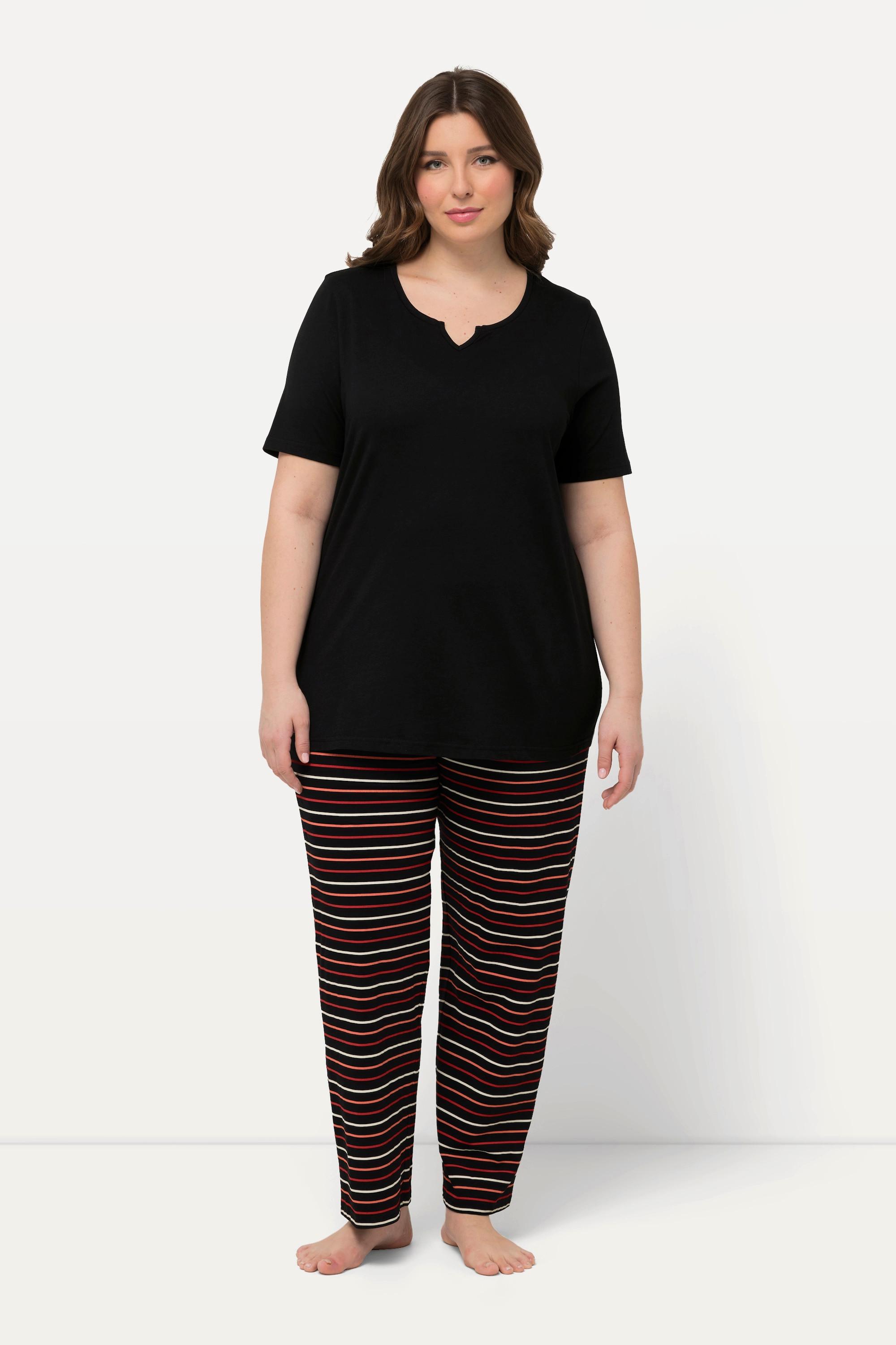 Ulla Popken Pyjama rayé col tunisien manches courtes  