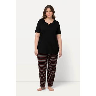 Ulla Popken Pyjama rayé col tunisien manches courtes  