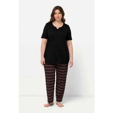 Pigiama con righe, scollo a tunica e mezze maniche