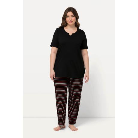 Ulla Popken Pyjama rayé col tunisien manches courtes  