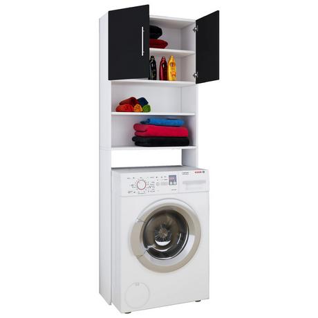 VCM Waschmaschinenschrank | Praktischer Überbauschrank mit viel Stauraum | Maße ca. B. 64 x H. 190 x T. 25 cm | Waschmaschinenregal für Bad und Waschküche  