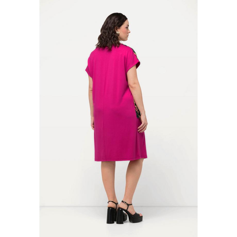 Ulla Popken Jersey Chiffon Blüten V-Ausschnitt Halbarm Kleid  