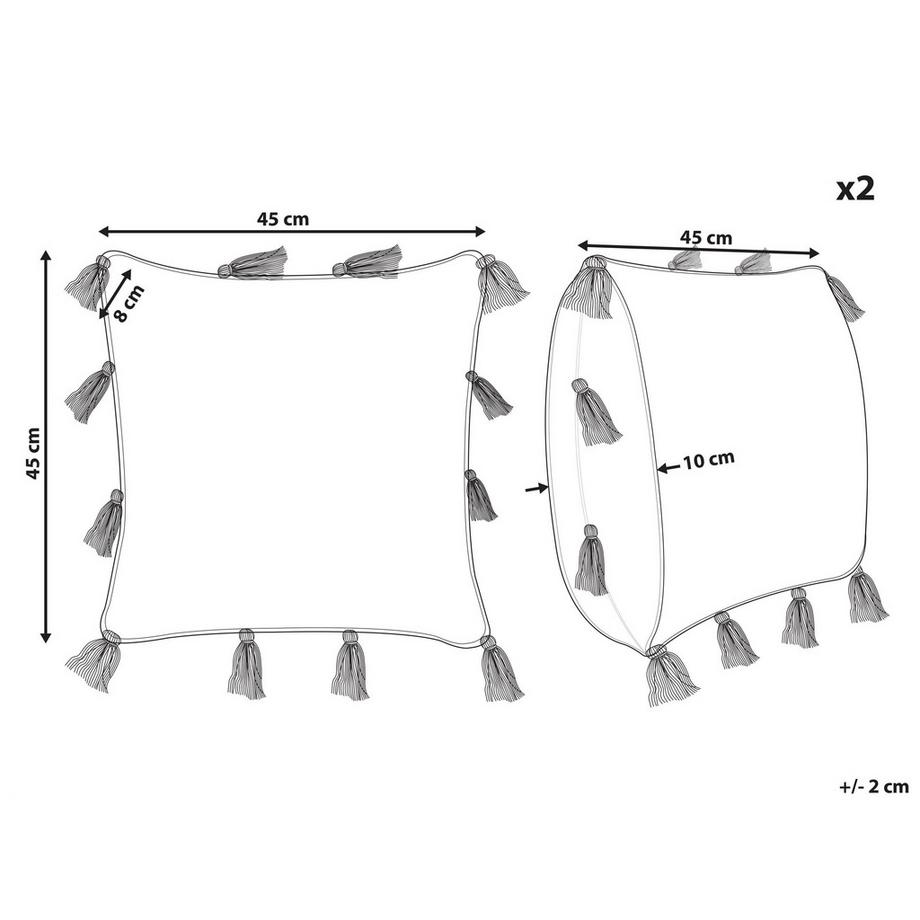 Beliani Lot de 2 coussins décoratifs en Coton Traditionnel TORENIA  