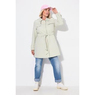 Ulla Popken Trenchcoat A-Linie Hemdkragen Bindegürtel  