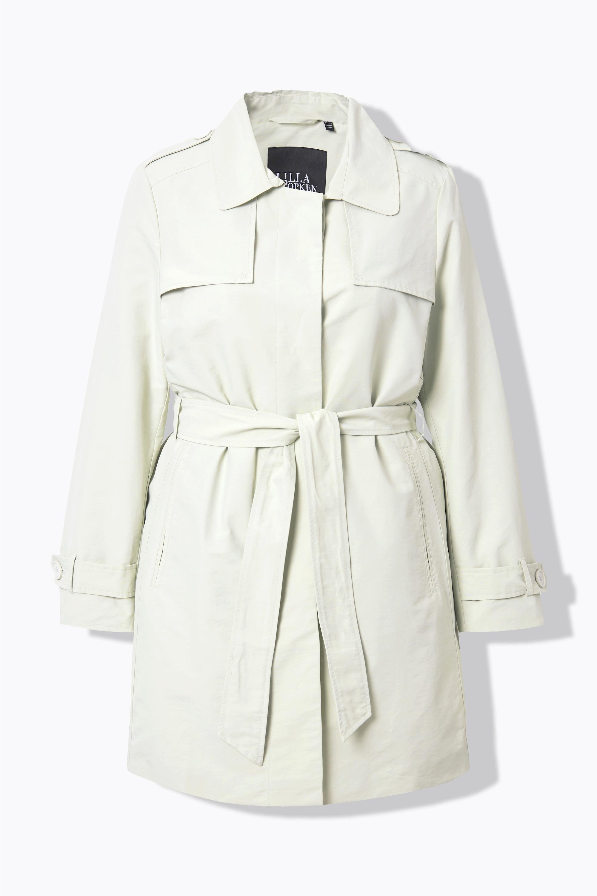 Ulla Popken Trenchcoat A-Linie Hemdkragen Bindegürtel  