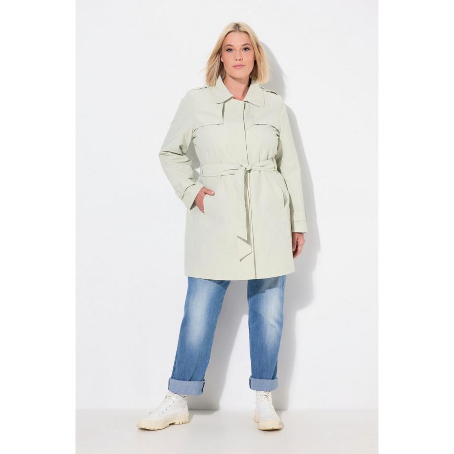 Ulla Popken Trench-coat Coupe Évasée Col Chemise Ceinture Nouée  
