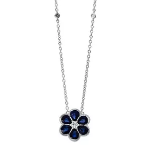 Collier 750/18K Weissgold Diamant 0.14ct. Safir 2.23ct. 45 cm