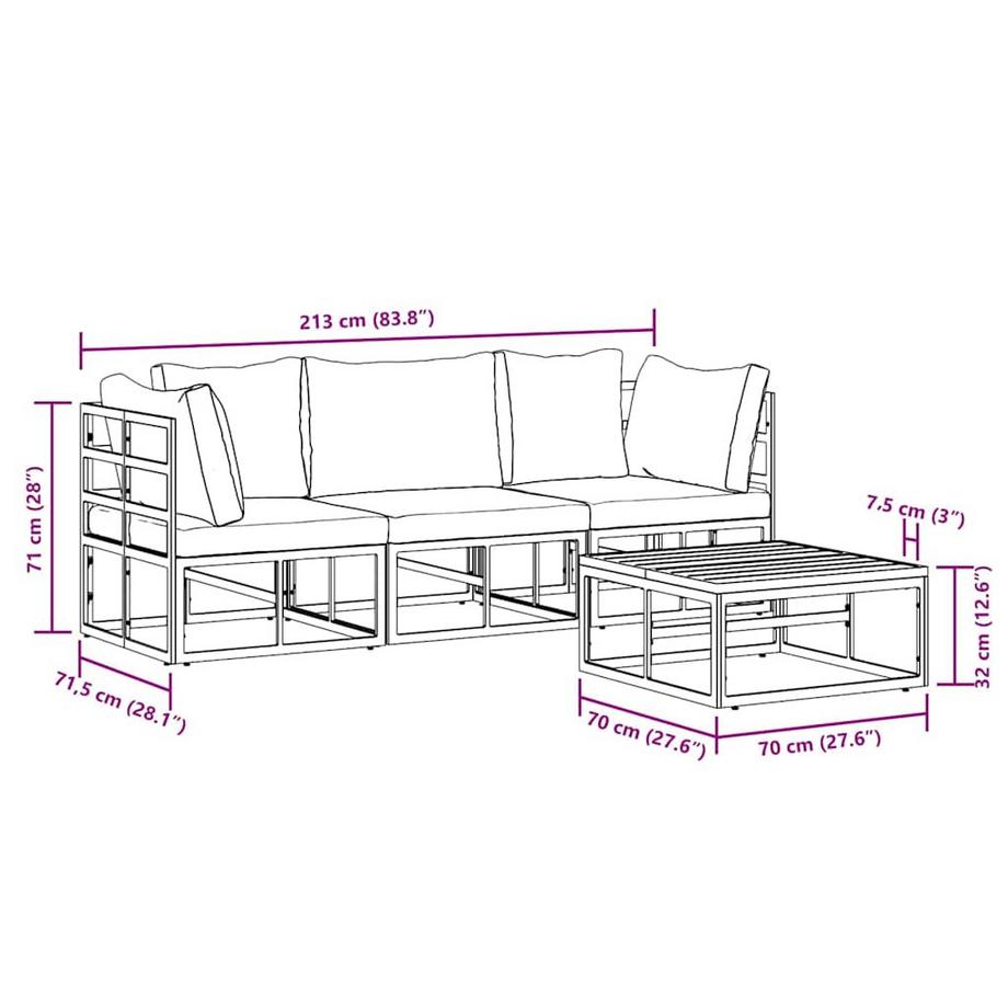 VidaXL Canapé de jardin aluminium  