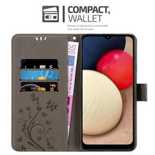 Cadorabo  Housse compatible avec Samsung Galaxy A02s - Coque de protection au design floral avec fermeture magnétique, fonction de support et emplacements pour cartes 