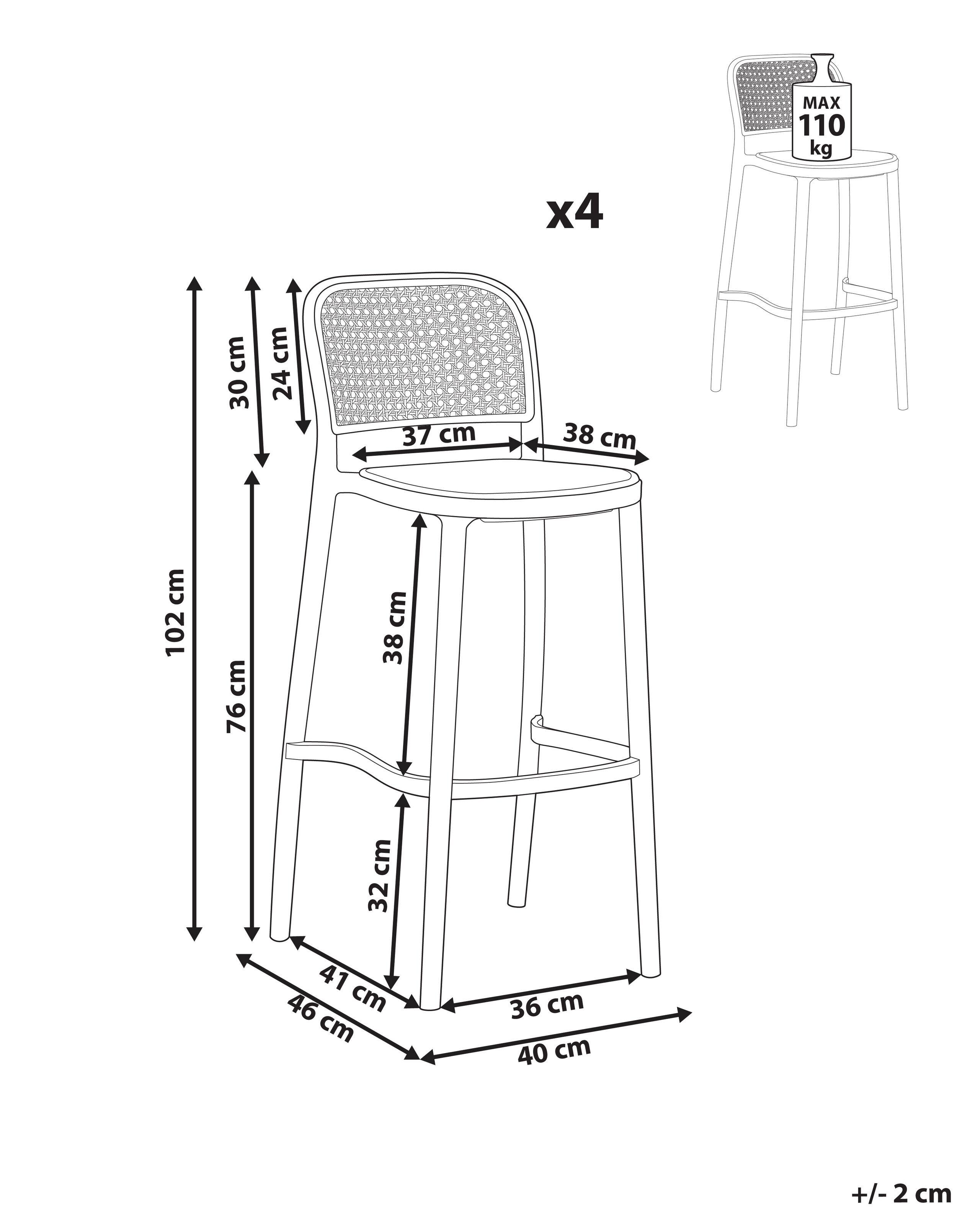 Beliani  Lot de 4 chaises de bar en Polypropylène Boho PLOSE 