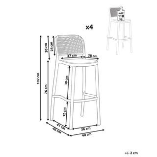 Beliani  Lot de 4 chaises de bar en Polypropylène Boho PLOSE 