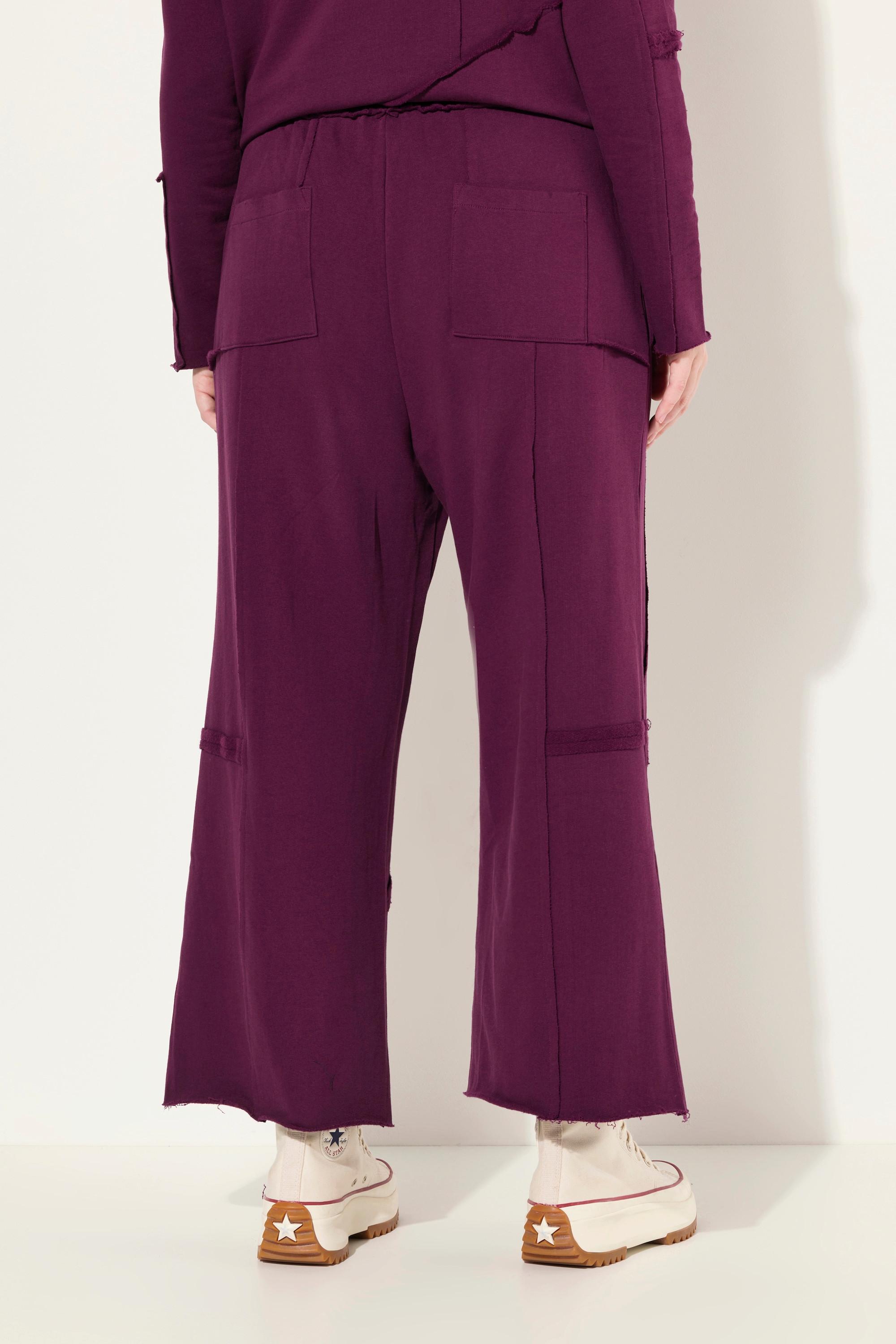 Ulla Popken  Culottes in felpa di cotone biologico con cuciture decorative e cintura elastica 