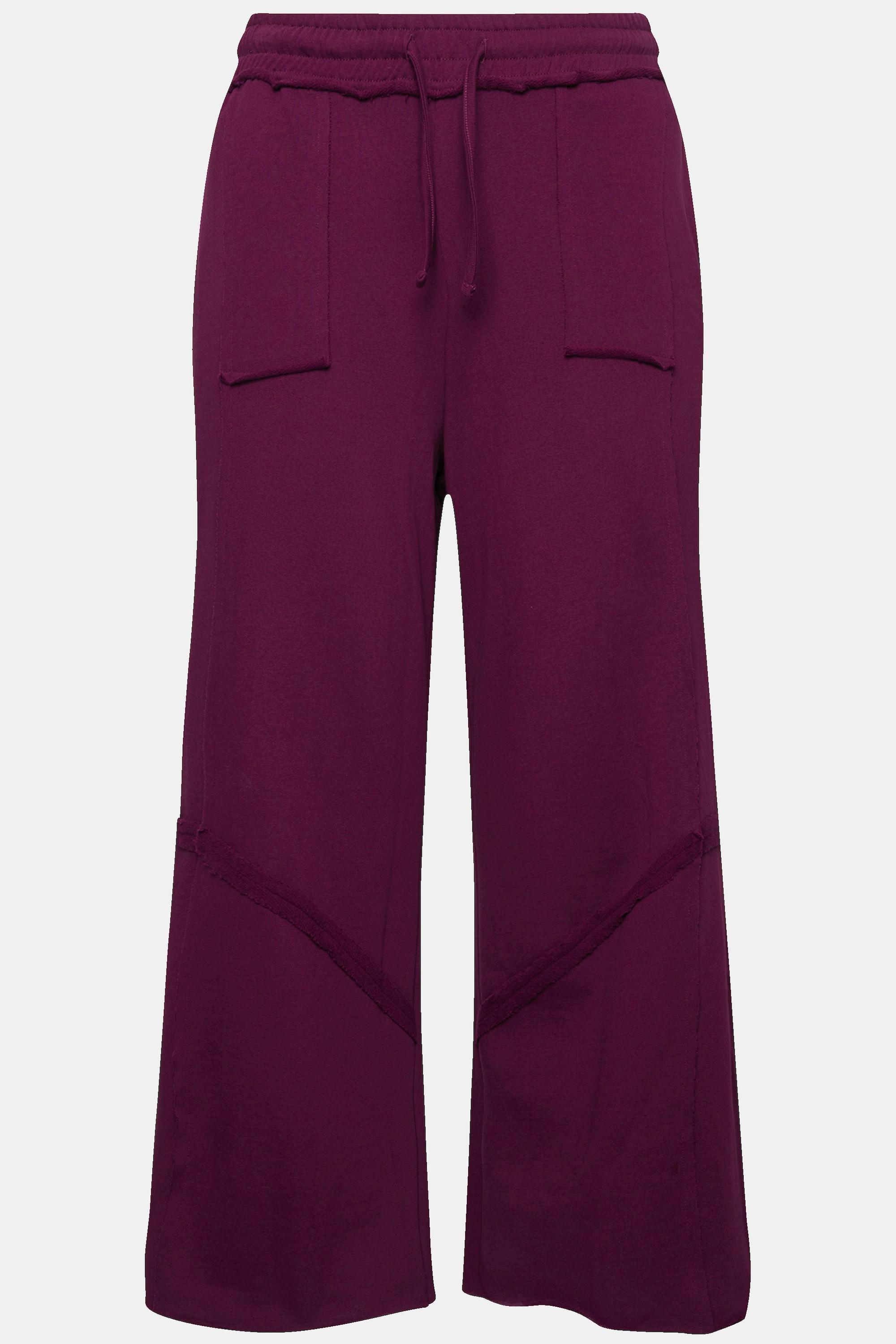 Ulla Popken  Culottes in felpa di cotone biologico con cuciture decorative e cintura elastica 