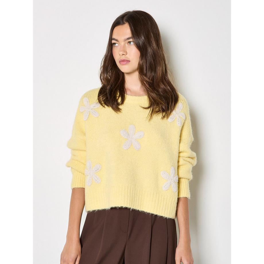 Pull ample à marguerites au crochet