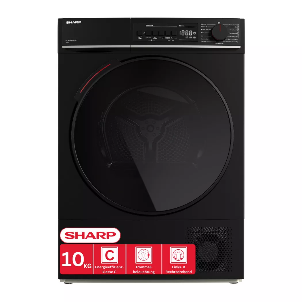 Sharp KD-WNHB0S9GMC Wäschetrockner Freistehend Frontlader 10 kg Schwarz
