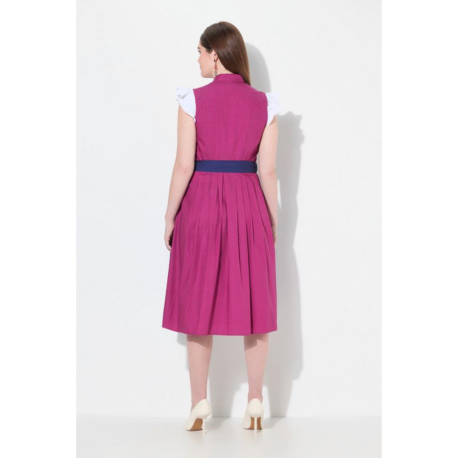 Ulla Popken Dirndl Col Montant Boutons Fantaisie Sans Manches  