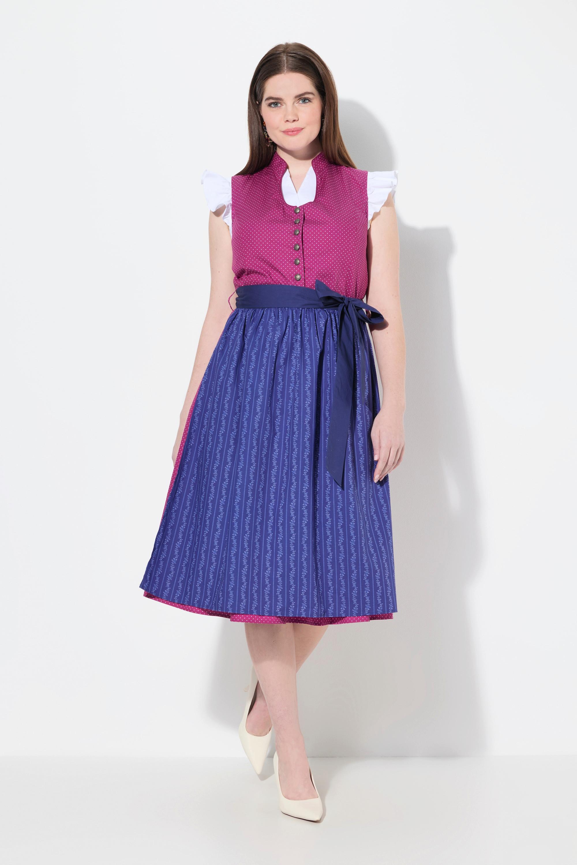 Ulla Popken Dirndl Stehkragen Schmuckknöpfe Ärmellos  