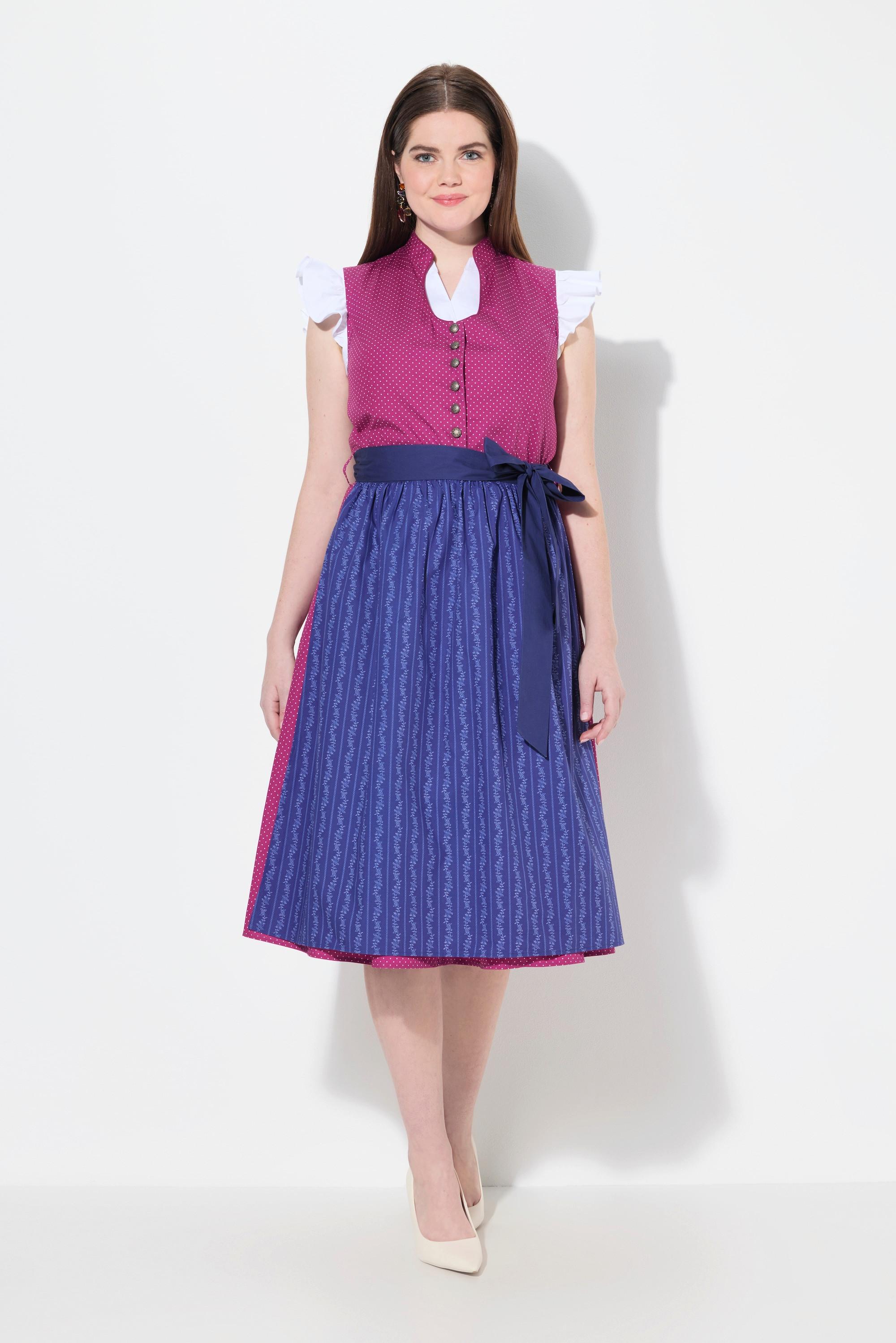 Ulla Popken Dirndl Stehkragen Schmuckknöpfe Ärmellos  