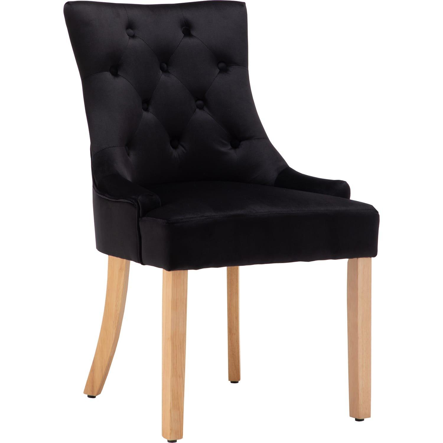 mutoni Set sedia velluto hevea legno nero (2 pezzi)  