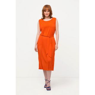 Ulla Popken Robe plissée A-ligne Col rond sans manches  