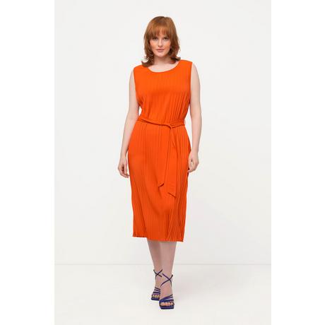 Ulla Popken Robe plissée A-ligne Col rond sans manches  