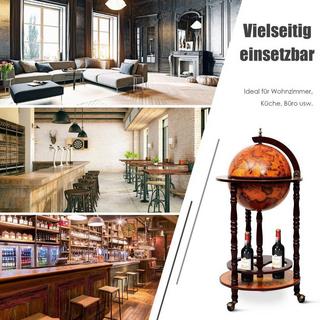 B2X Globusbar Barwagen Globus Bar Hausbar Servierwagen Weinregal mit Rollen  