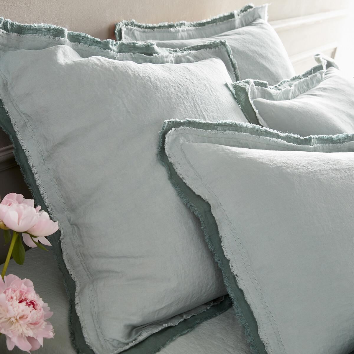 AM.PM Alhanasia Copripiumino in lino lavato con doppia frangia  