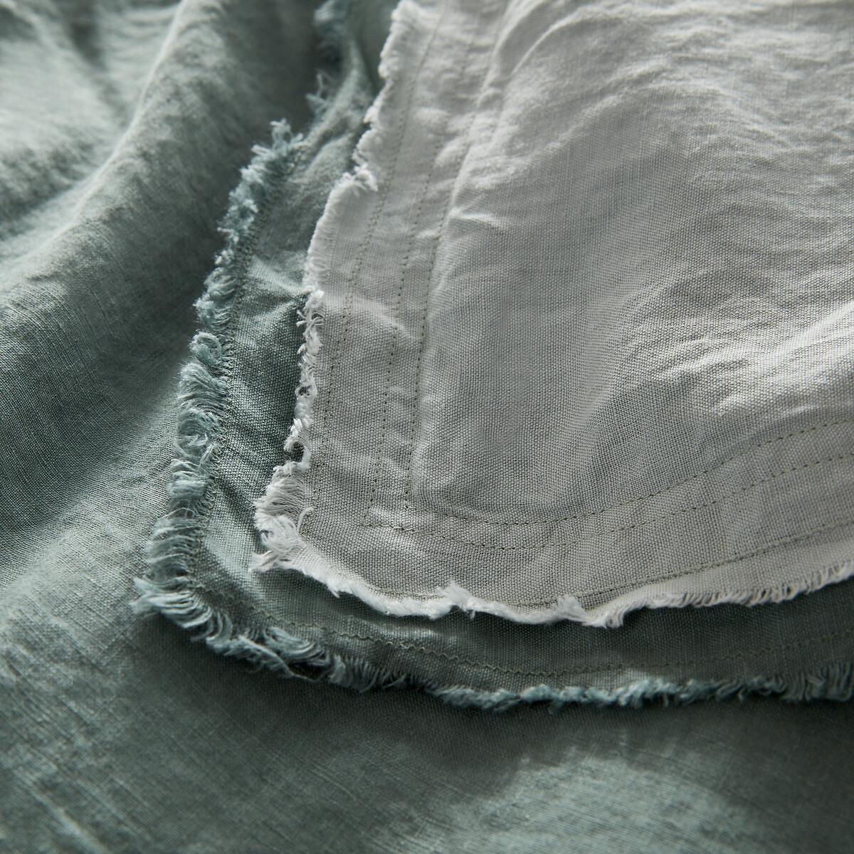 AM.PM Alhanasia Copripiumino in lino lavato con doppia frangia  