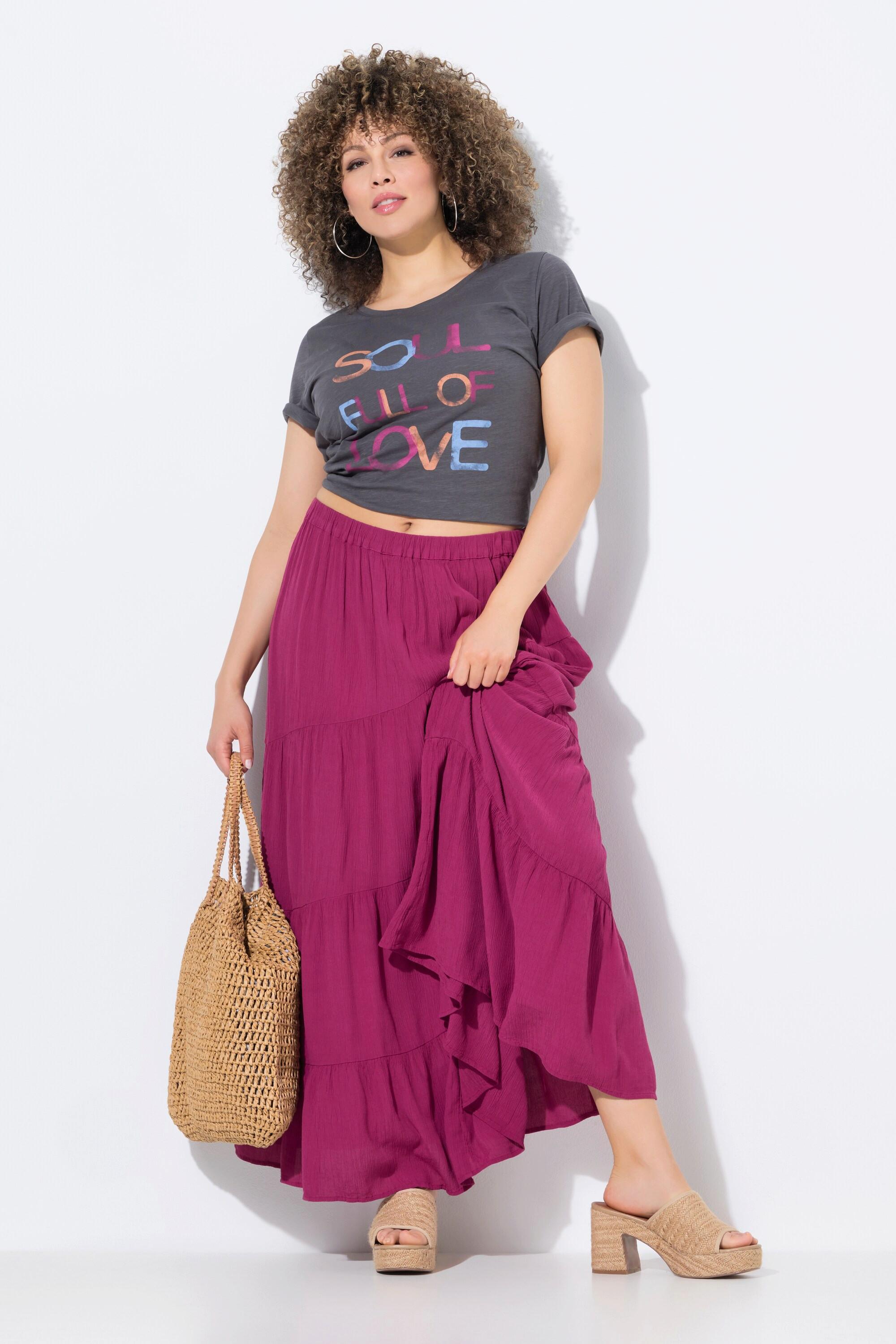 Ulla Popken Gonna Maxi Cuciture Diagonali Linea ad A Vita Elastica  