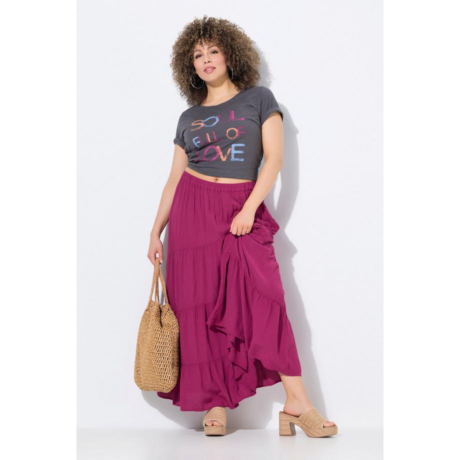 Ulla Popken Maxirock Diagonale Nähte A-Linie Elastikbund  