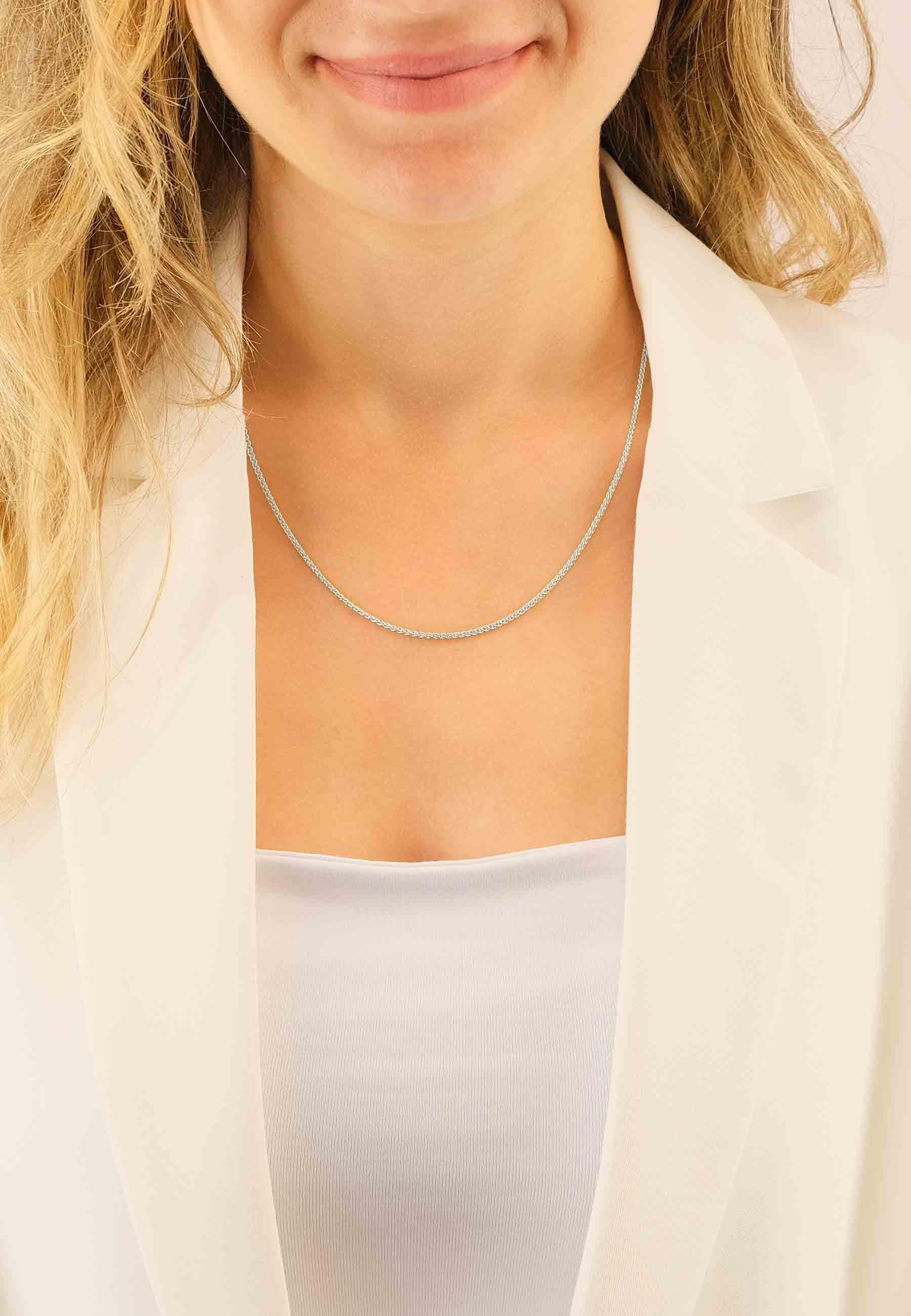 MUAU Schmuck  Collier Zopf Weissgold 750, 1.65mm, 60cm 
