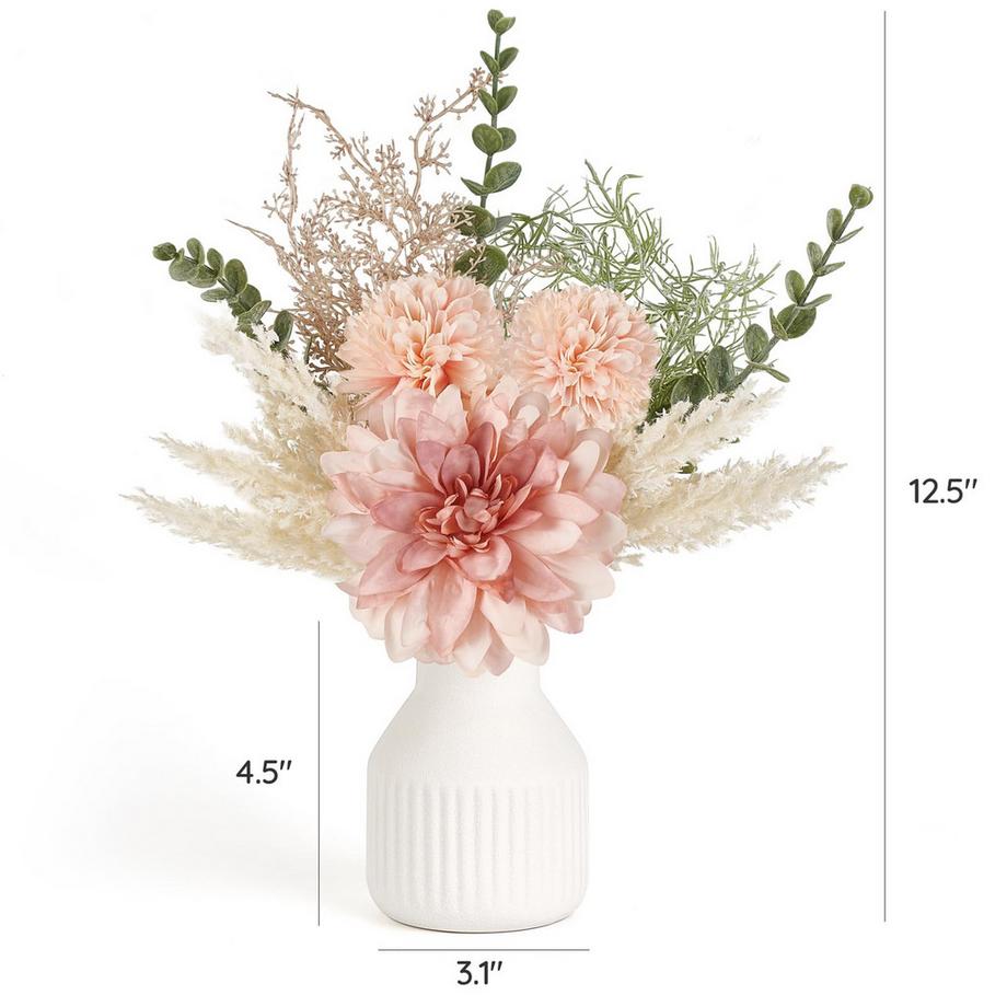 Alopini Petites Fleurs Artificielles dans un Vase en Céramique 13,5 Pouces  
