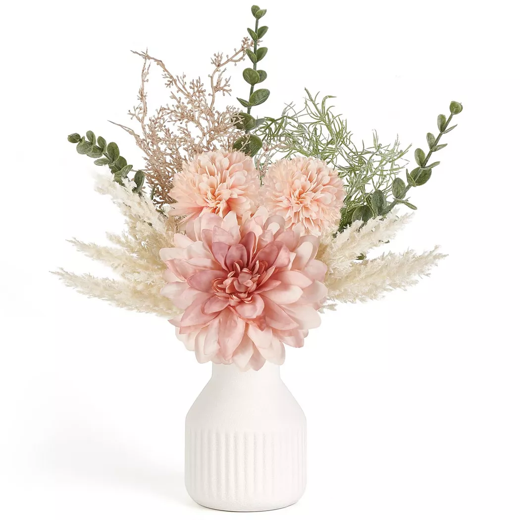 Alopini - Kleine künstliche Blumen in Keramikvase 13,5 Zoll, One Size, Pink
