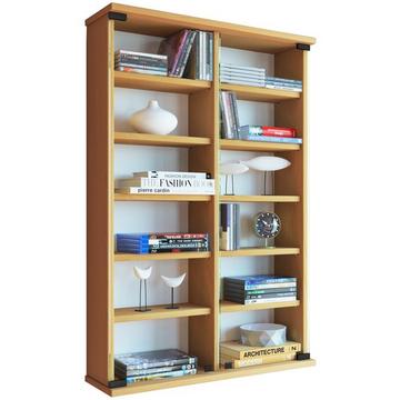 Holz CD DVD Wandregal/Wandvitrine | Vitrine mit 2 ESG-Sicherheitsglastüren. | Maße: H. 92 x B. 60 x T. 18 cm | 10 variable Einlegeböden - Zuntisa