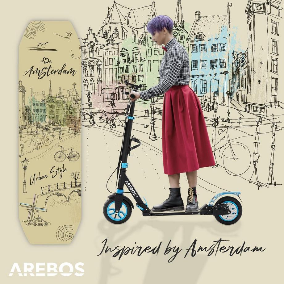 Arebos  Tretroller Scooter Kickroller Cityroller | bis 100 kg | mit Luftreifen 