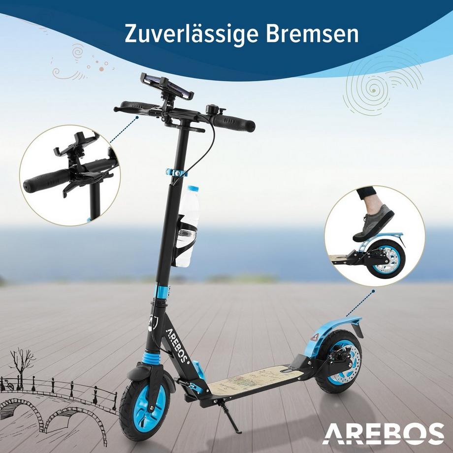 Arebos  Tretroller Scooter Kickroller Cityroller | bis 100 kg | mit Luftreifen 