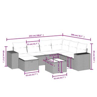 VidaXL Ensemble de canapés de jardin rotin synthétique  