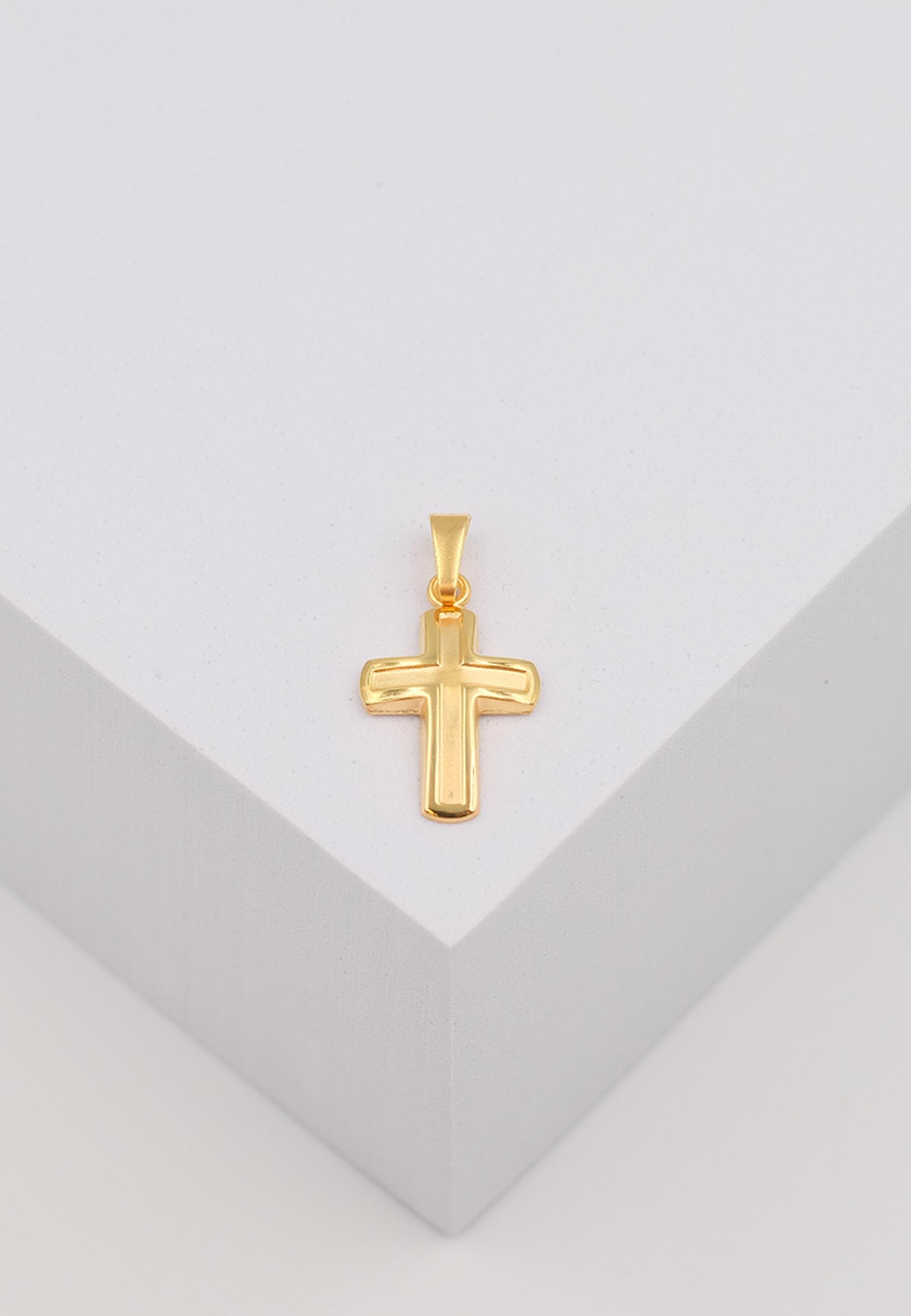 MUAU Schmuck  Pendentif croix en or jaune 750, 21x11mm 