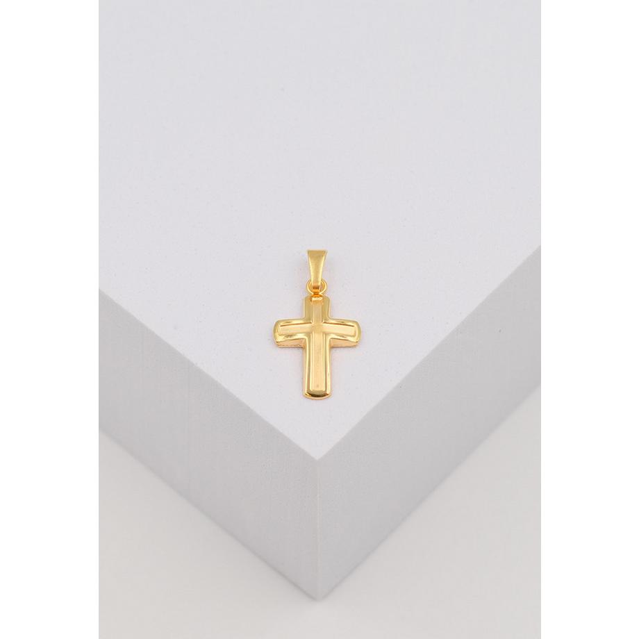 MUAU Schmuck  Anhänger Kreuz Gelbgold 750, 21x11mm 