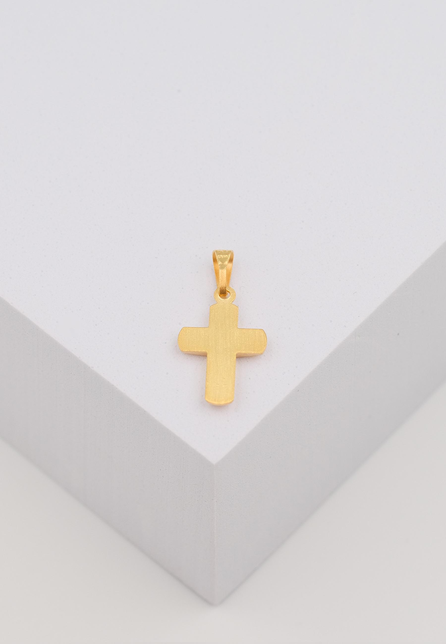 MUAU Schmuck  Pendentif croix en or jaune 750, 21x11mm 