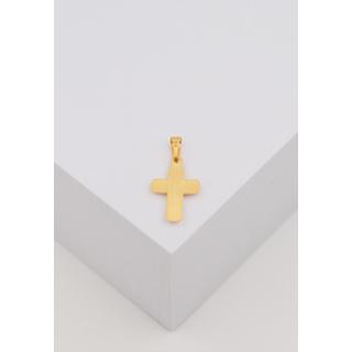 MUAU Schmuck  Pendentif croix en or jaune 750, 21x11mm 