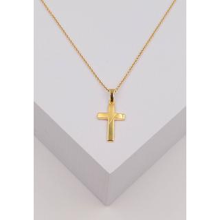 MUAU Schmuck  Pendentif croix en or jaune 750, 21x11mm 