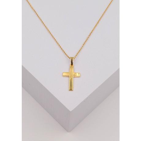 MUAU Schmuck  Pendentif croix en or jaune 750, 21x11mm 